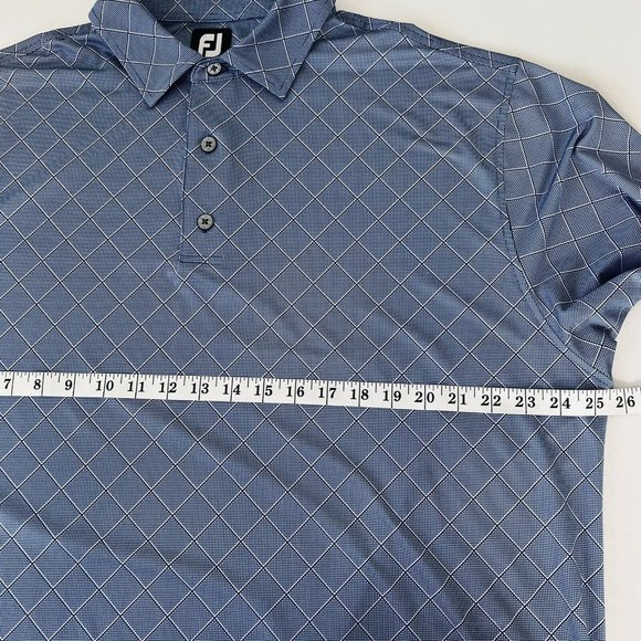 FootJoy FJ Mens Golf Polo Short Sleeve Blue Shirt Sz XL Logo Diamond Pattern - Picture 7 of 9